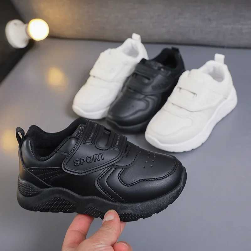Childrens sports shoes boys casual shoes black and white leather students basketball shoes trend fashionable childrens sports shoes W250407
