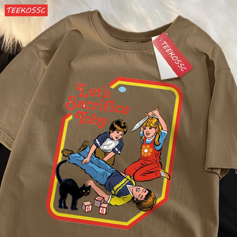 Lets sacrifice Tobys fun T-shirt mens cotton short sleeved T-shirt casual breathable top oversized loose T-shirt 250402