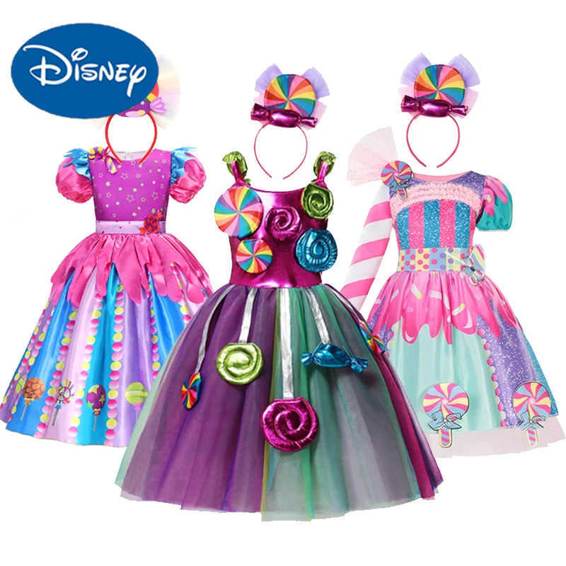 Disney Girls Candy Fairy Lollipop Cosplay Carnival Costume Toddler Purim Rainbow Vestidos Girls Birthday Party Dress X250408