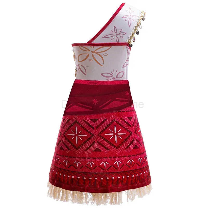 Disney Newest Movie Moana 2 Princess Dress Girls Cosplay Vaiana Costume Kids One-Shoulder Suspender Dress With Pig Chick Outfits X250408