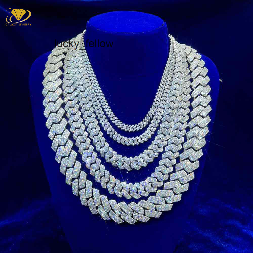 Popular Diamond Cuban Chain 4rows 6mm-20mm Width Hip Hop Moissanita Jewelry Silver 925 White/Yellow/Rose Gold Cuban Link Chain
