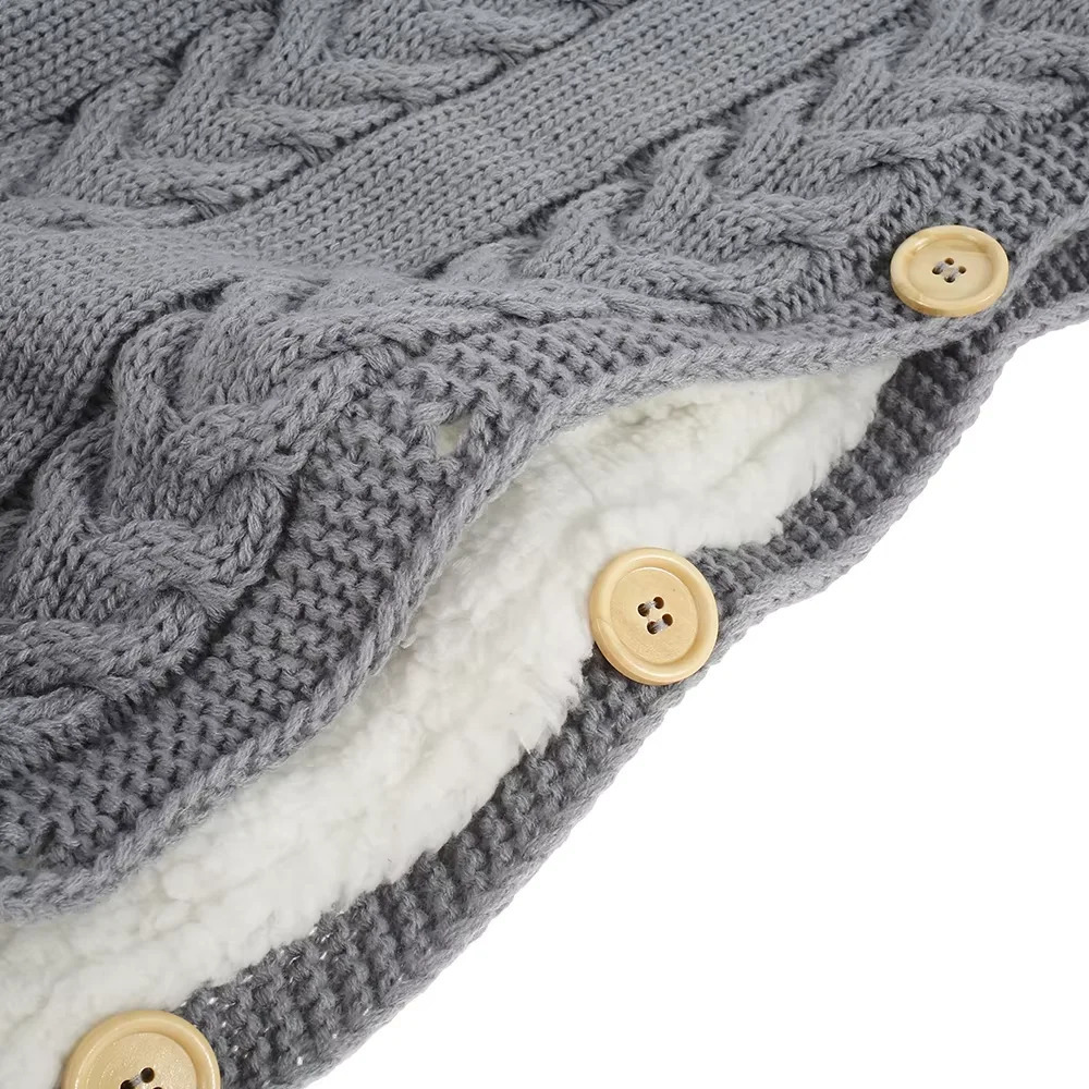 Baby Winter Swaddle Wrap Blankets Knitted Toddler Infant Baby Swaddle Kids Warm Stroller Crib Envelope born Baby Blankets 250408