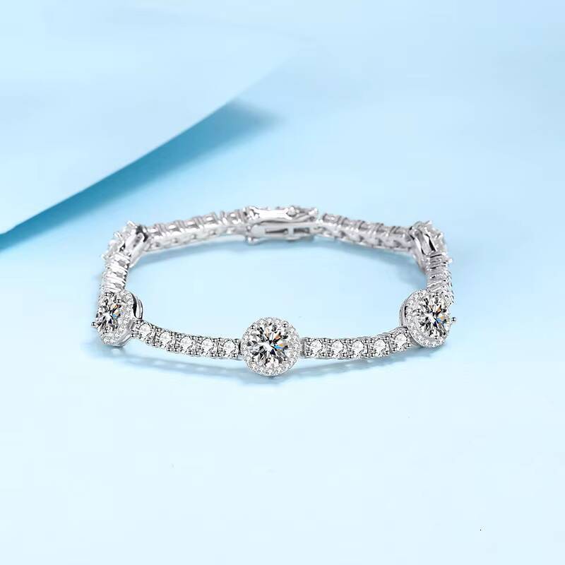 Women Wedding Chain 925 Silver Gemstone Ice Bracelet Jewelry Luxury Fine Moissanite Cluster Diamond Tennis Bracelet
