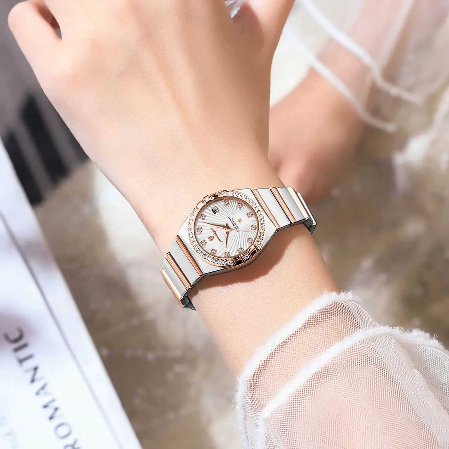 Poedagar Luxury Womens Watch Waterproof Luminous Date Stainless Steel Womens Quartz Watch Elegant and Simple Womens WatchT250408