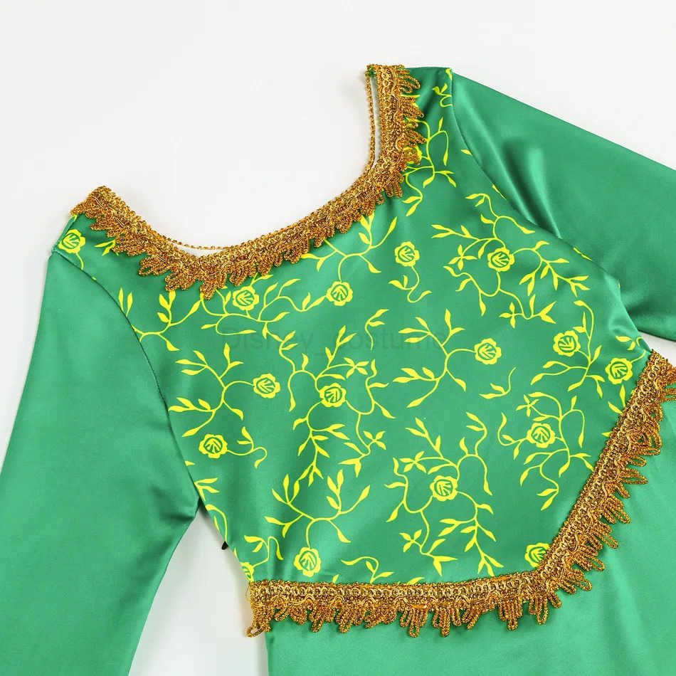 Disney Fiona dresses up for Halloween Shrek cosplay fantasy costume green princess costume childrens elegant dress long sleeved printed frog X2504081