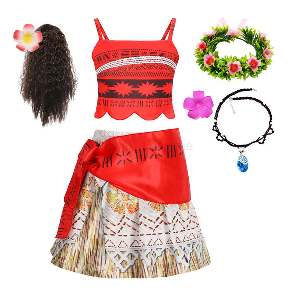 Disney Princess Vaiana Fantasy Childrens Role Playing Moana Summer Girls Carnival Costume Childrens Costume Set Christmas Moana Costume X2504081