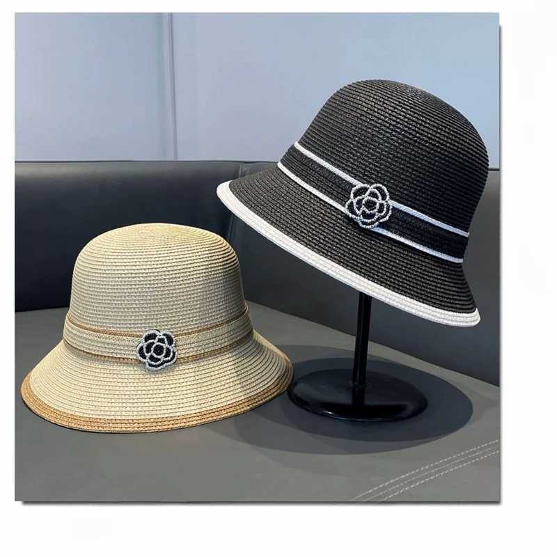 Wens New Straw lia Bucket Hat Spring and Summer Japanese Egant Sunscreen Hat Straw HatC250407