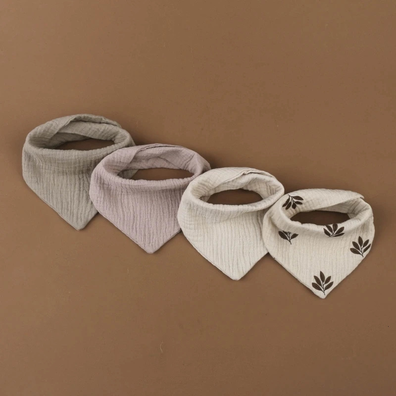 4Pcs Baby Drool Bibs Cotton Teething Bib Feeding Apron Breathable Burp Cloth 250408
