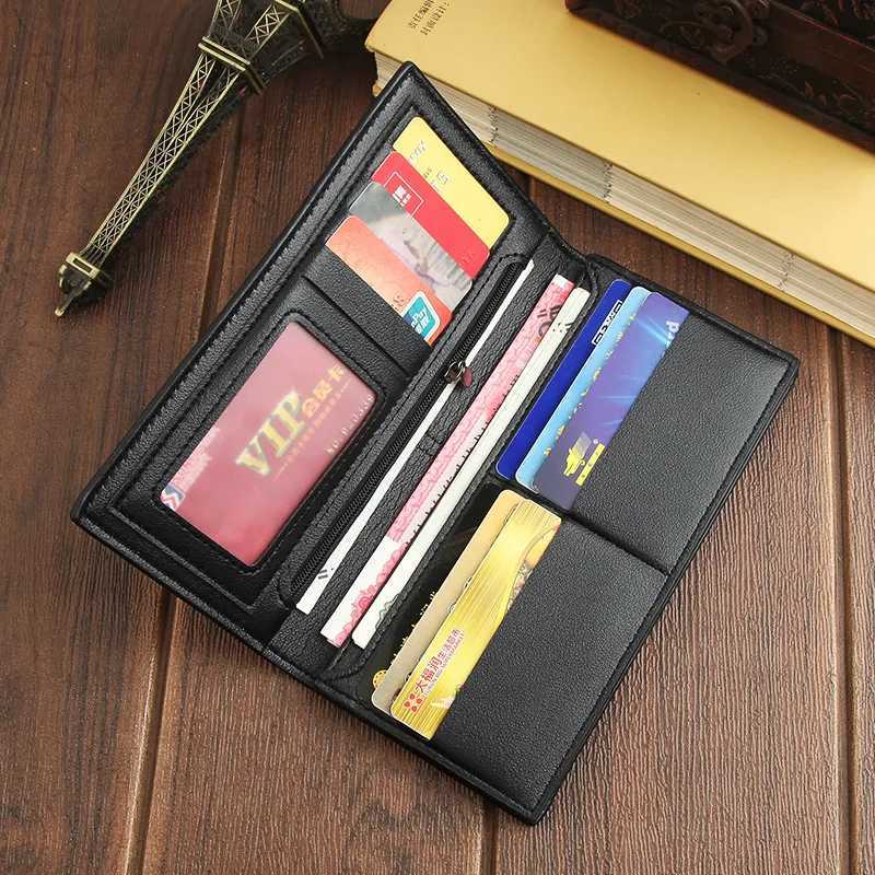 Mens Leather Wallet ID Card Holder Purse Checkbook Long Clutch Bifold Business Money Bag Man Wallets Cartera Hombre Carteras H2511071