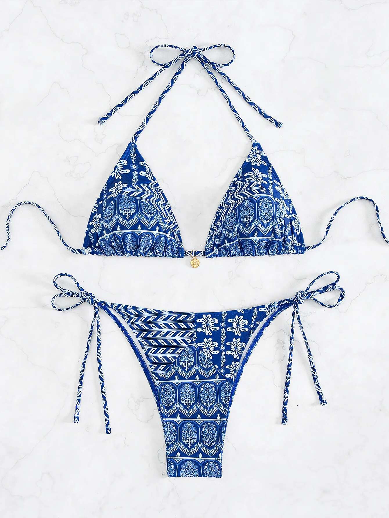 Dongdumaoyi Vintage Floral Print Bikini Women Swimsuit Sexy Bandage Push Up Micro Bikinis Sets Bathing Swimming Suit Thong Swimwear