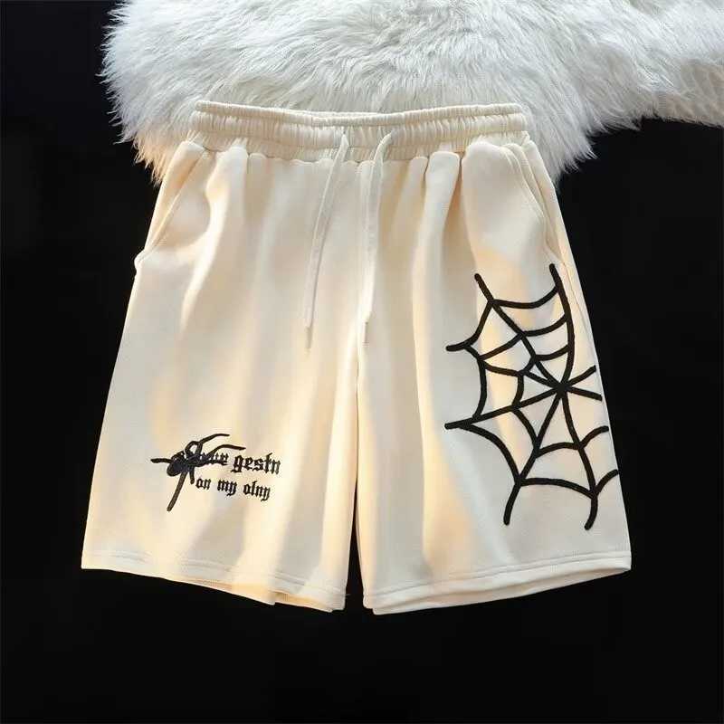 Plus Size M-8XL Mens Shorts Cartoon Cobwebs Spiders Print Shorts Sports Fitness Drawstring Shorts Mens Beach ShortsXJ250407