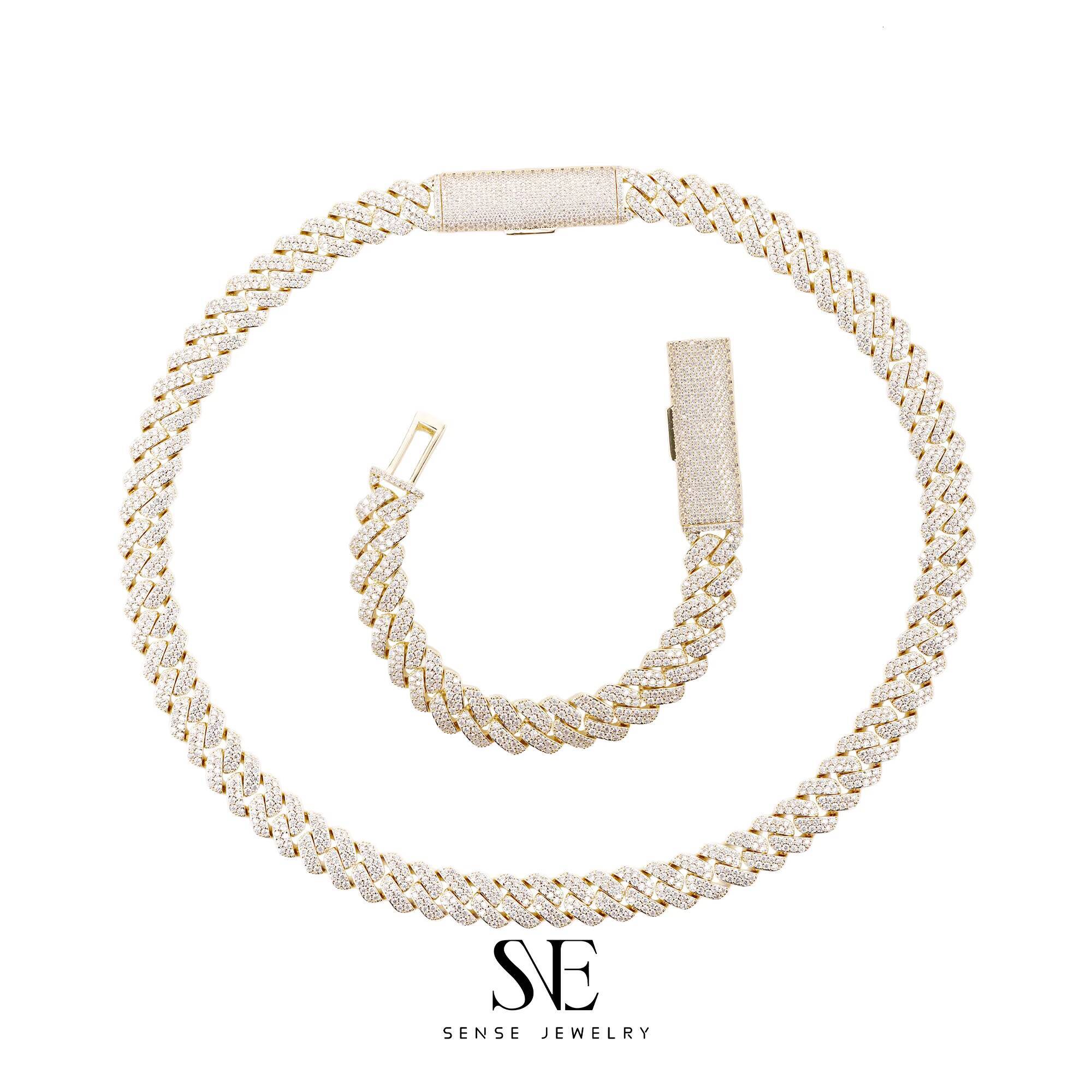 Hip Hop Style Moissanite Bracelet 925 Sterling Silver Bangle Iced Charm Gold Rhodium Plated Wedding Gift-Worthy Jewelry Set