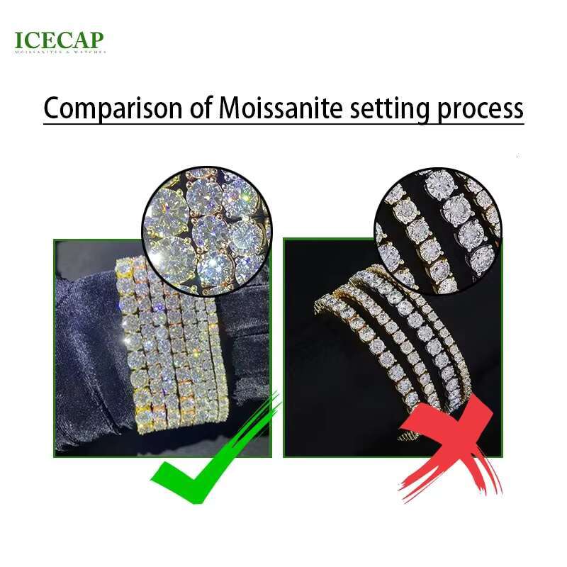 Fine Jewelry Necklace Round Cut VVS Moissanite Tennis Chain 925 Silver Diamond Mossinate Tennis Chain Necklace Ice Hiphop Link