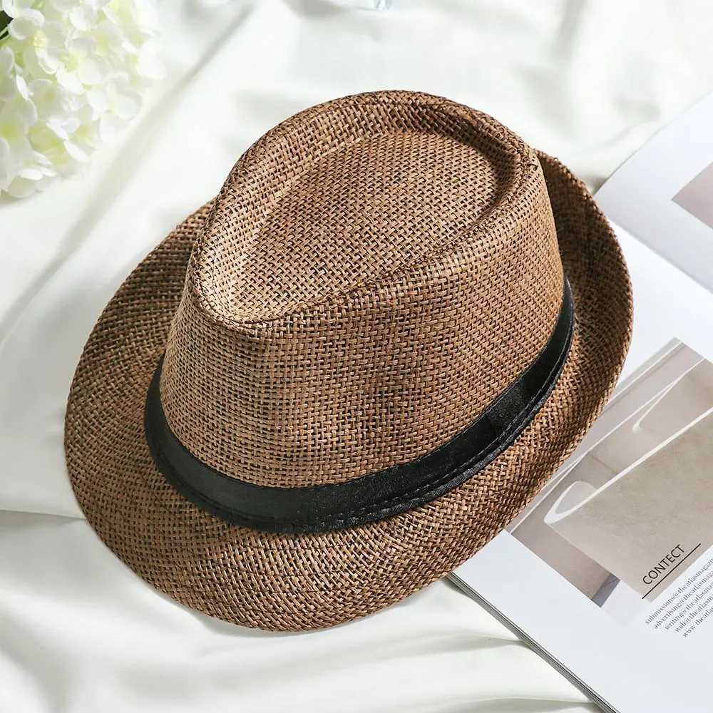 Fashion Beach Sun Summer Wide Brim Straw Panama Casual Jazz Dr Hat Cowboy Fe Hat Gangster UnisexC250407