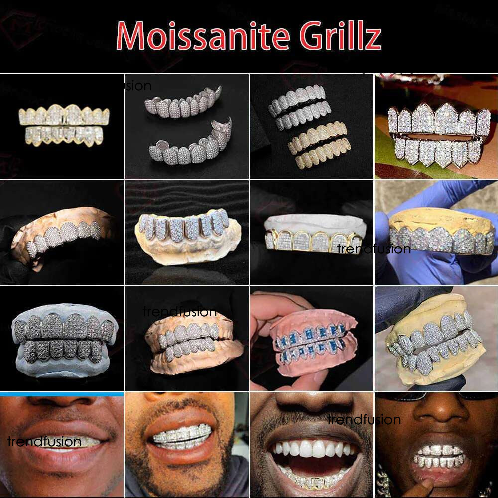 Iced Out Hip Hop Teeth Pass Dia Tester Rose Gold Sterg Sliver Custom Vvs Moissanite Grillz
