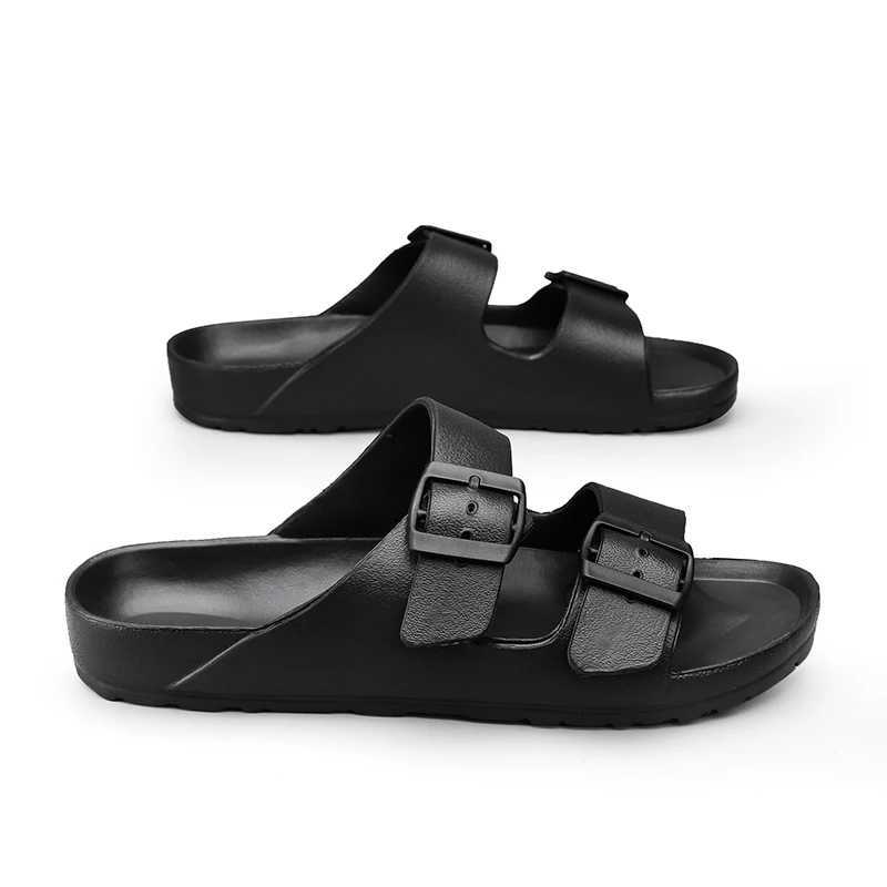 Ultra Light Slippers With Double Buckle Men Women Slides Lightweight EVA Quality Clogs Garden Shoes Beach Slip On SandalsC250418