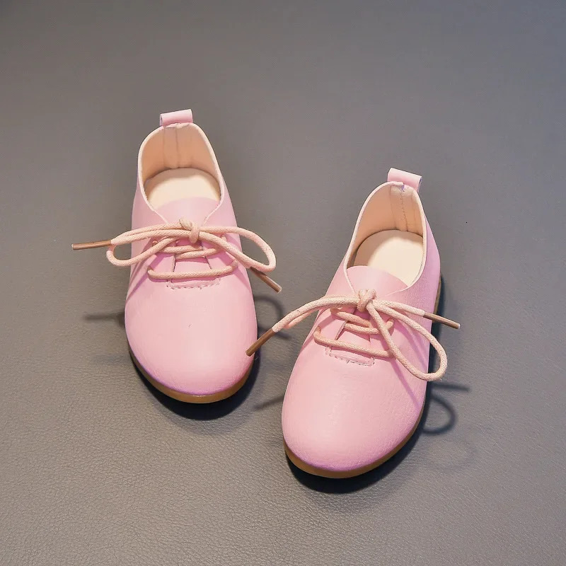 Kids Flat Shoes Solid Color Matte PU British Style Children Leather Shoes Non-slip 2025 Fashion Boys Girls Chic Shoes Soft 250407