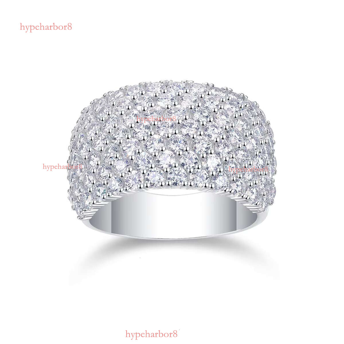 Original pure silver 14k white gold wedding ring, round cut silica women's ring