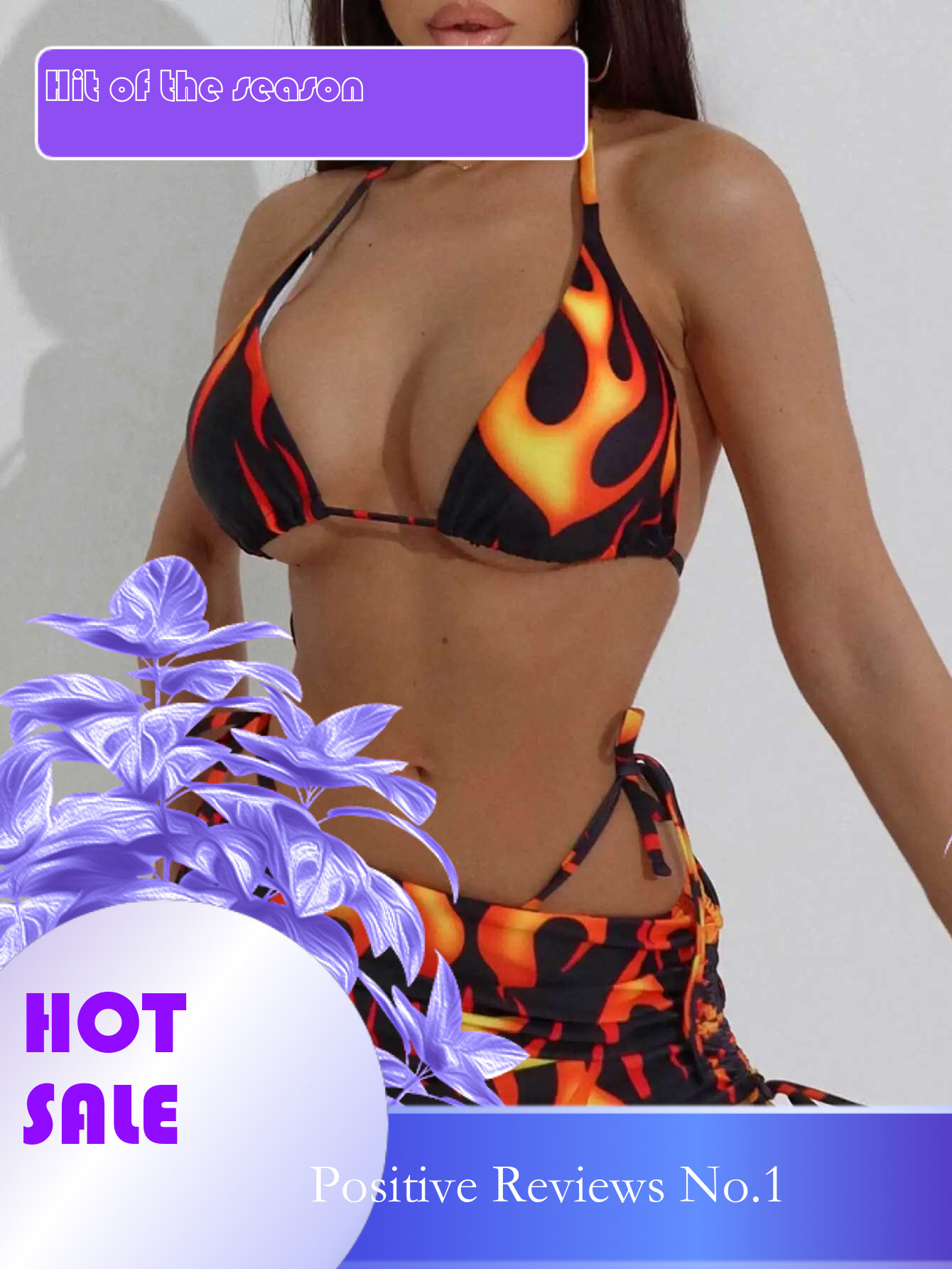 Dongdumaoyi Sexy Black Fire Print Bikinis Women Drawstring Skirt Piece Bikini Set Brazilian Swimsuit Bathing Suit Thong Swimwear