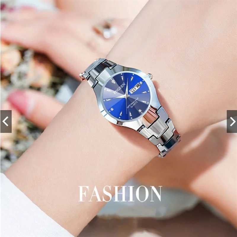 New Relogio Feminino Couple Watch Mens Quartz Watch Luxury Womens Watch Stainless Steel WaterproofT250408