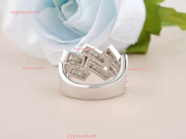 10k pure white gold-plated Moissanite ring - men's hip-hop fashion gold shop with inlaid chain links