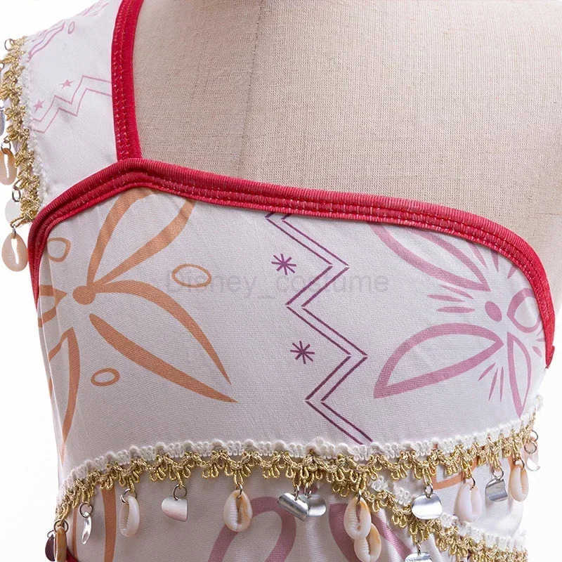 Disney Newest Movie Moana 2 Princess Dress Girls Cosplay Vaiana Costume Kids One-Shoulder Suspender Dress With Pig Chick Outfits X250408