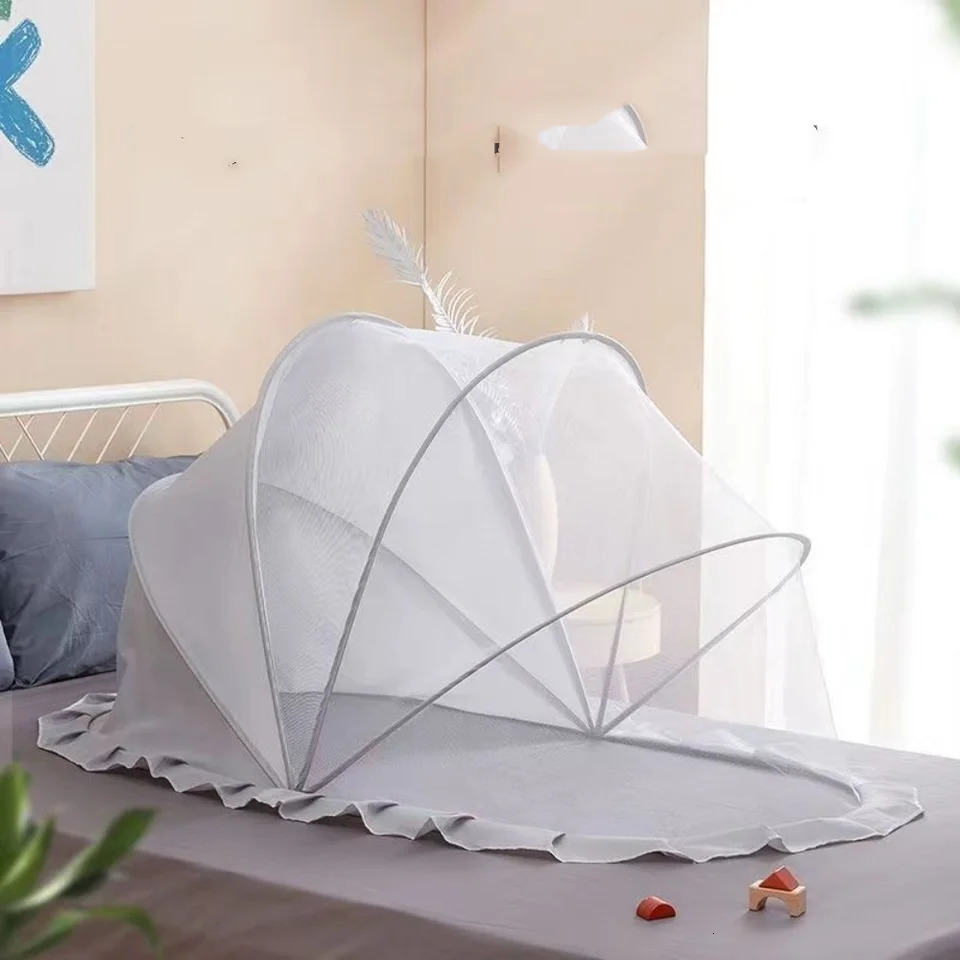 Baby bed mosquito net born without bottom folding baby canopy Mongolian yurt ordinary baby mosquito net baby accessories 250408