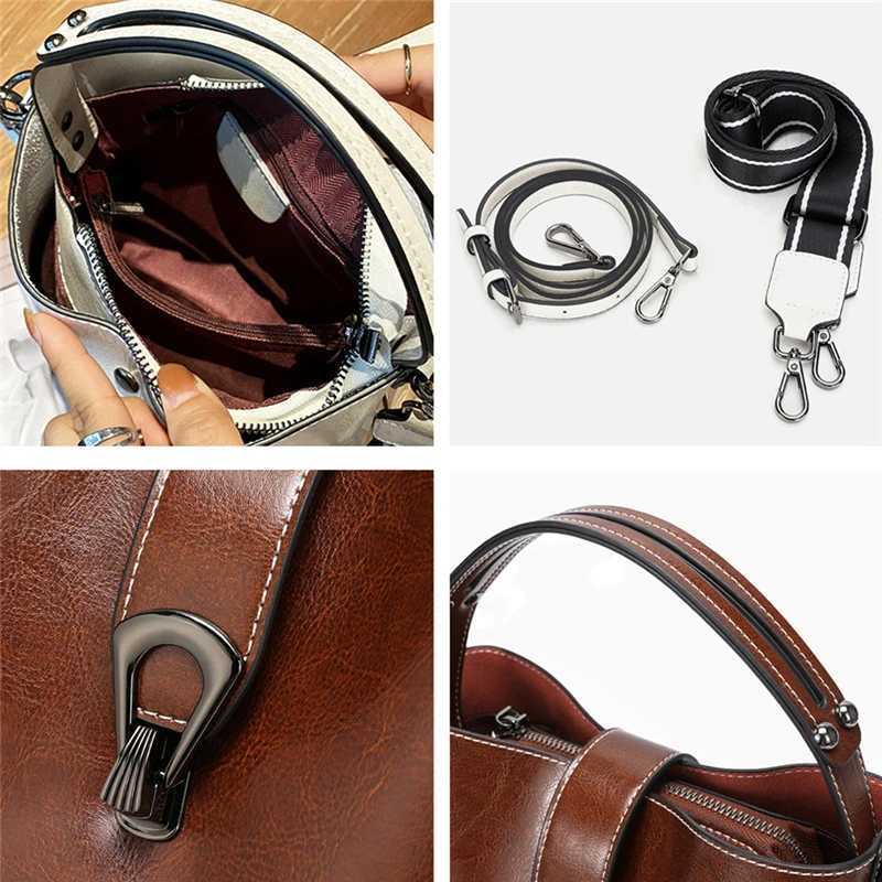 New Arrival Toptrends leather bucket small shoulder cross body womens bag new trend designer wide shoulder strap handbag womens handbag T250407