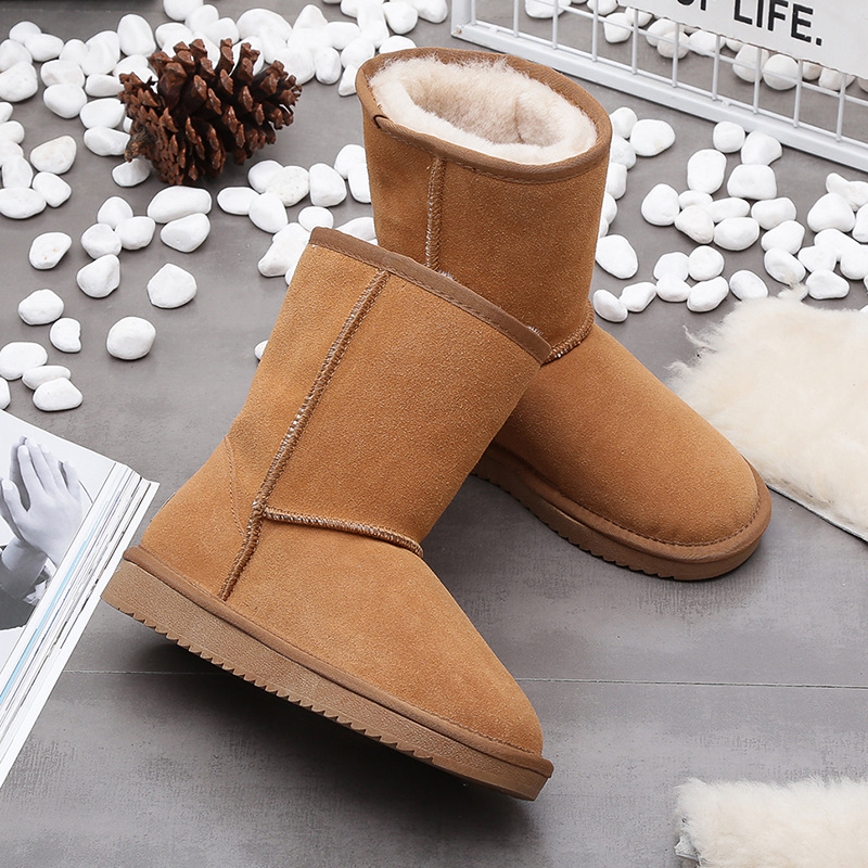 Designer shoes winter new high quality genuine cowhide affordable luxury boots keep warm outdoor non-slip snow boots for woman black grey red pink cof