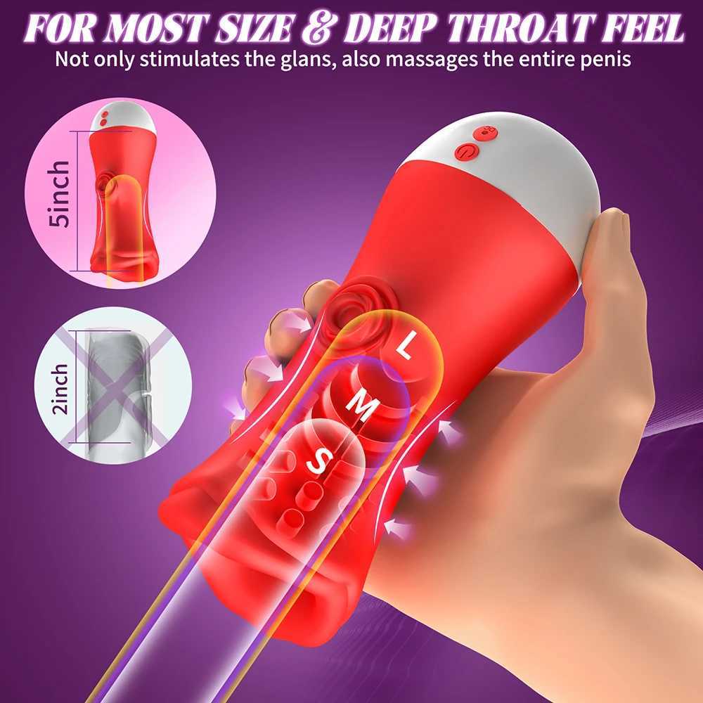 Automatic Male Masturbator Cup Vibrator Tongue Licking Oral Sex Real Vagina Pocket Pussy Penis Oral Sex ToyXJ250408