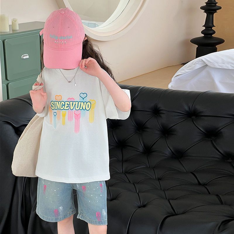 Ddmyshoesvip Fashionable Girls Short Sleeved T Shirt Women S Summer New Style Big Korean Version Children S Loose Casual Sweet And Cool Printed Top Tr