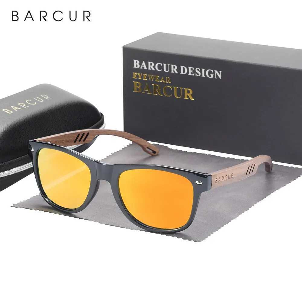 BARCUR Design Wooden Sunglasses for Men Natural Walnut Sunglasses for Women Polarized Sunglasses UV Protective Sunglasses W250408