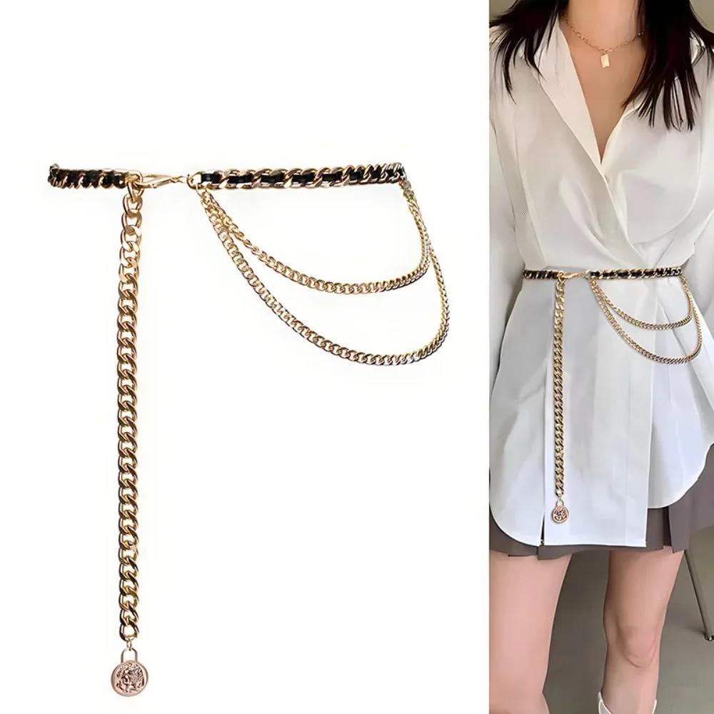 Fashion Metal Waist Chain Strap Rope Adjustable Belt Dress Shirt Decoration Waistband Women 251031