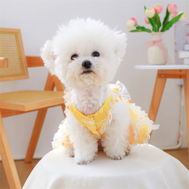 Pet Clothes Dog Daisy Slip Dress Princess Dress Cake Layered Puff Skirt For Spring And Summer