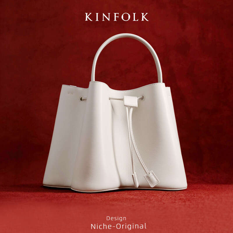 Women's 2024 New Fashion Elegant Pleated Drawstring Bucket Bag Handbag One Shoulder Messenger Bag