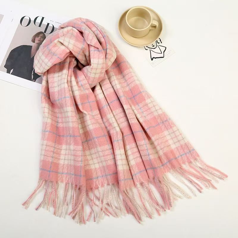 T439 new British plaid autumn and winter scarf Korean plaid literary fashion cashmere windproof thick warm shawl