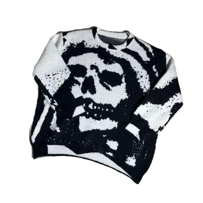 Winter Fashion Skeleton Graffiti Collar Casual Couple Knitted Sweater gift for boys