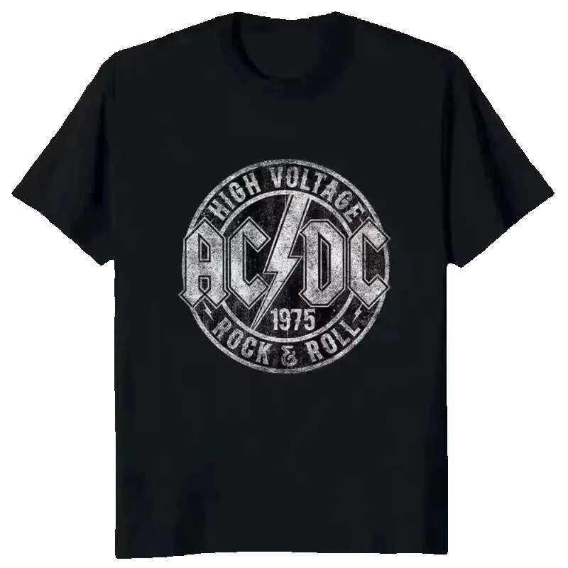 2025 Summer Special Offer Women's Cotton Belt Legendary AC Power Up DC Black Men's Short Sleeve Cool Hip Hop Street Clothing T-shirt