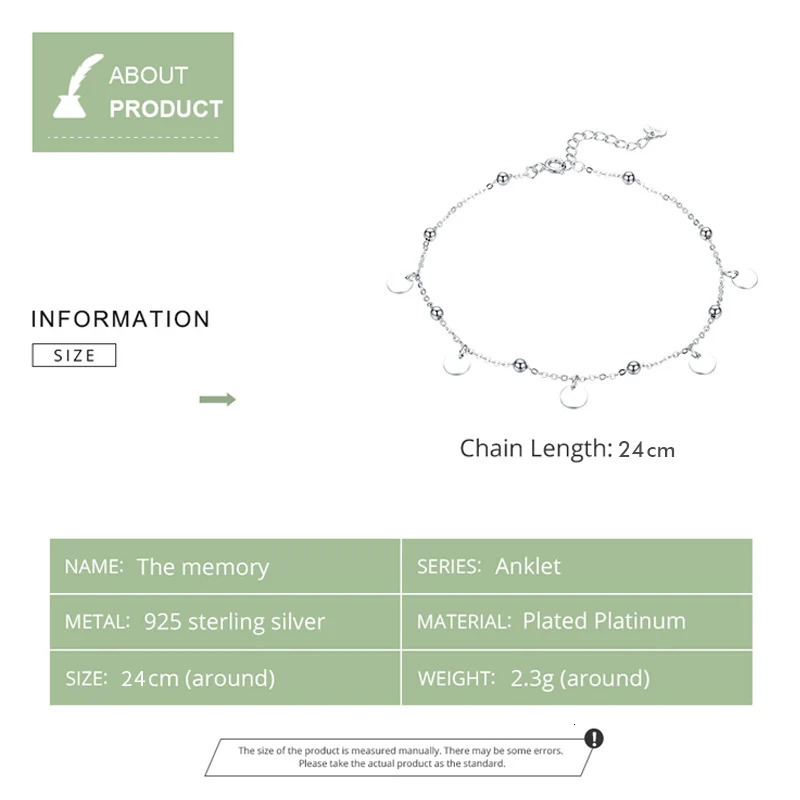 Silver Beads Anklets 925 Sterling Silver Geometric Minimalist Summer Fashion Foot Jewelry Bracelet for Ankle SCT011 250403