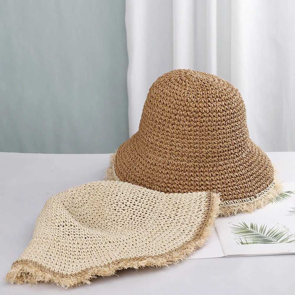 2023 Wens Straw Hats Chinese Straw Hat Panamas UV Protection Sun Visor Beach Hats Wen Visors Foldab Fa Summer Sun HatC250407