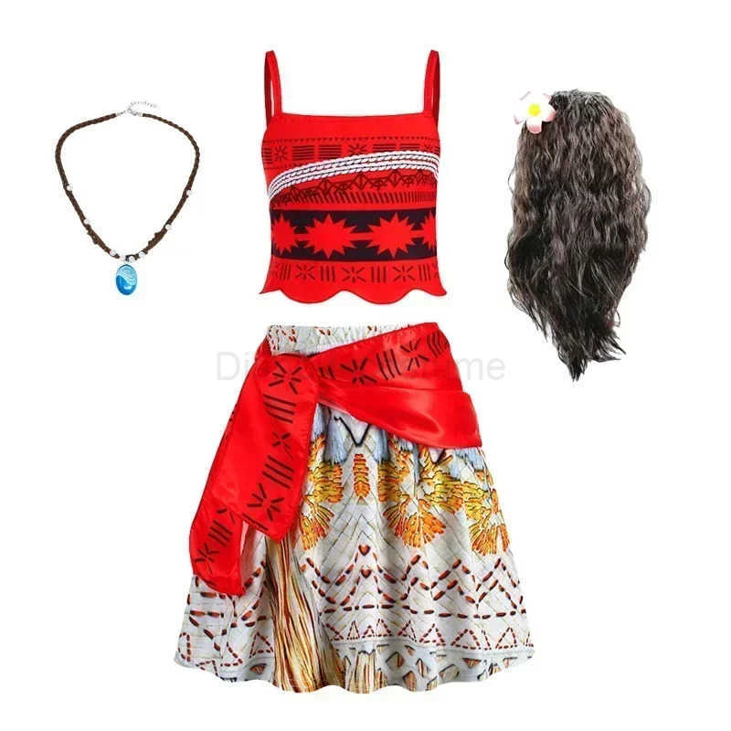 Disney Moana 2 Dress Girl Halloween Party Adventure Costume Girl Princess Fancy Costume Children Vaiana Pet Pig Set X250408