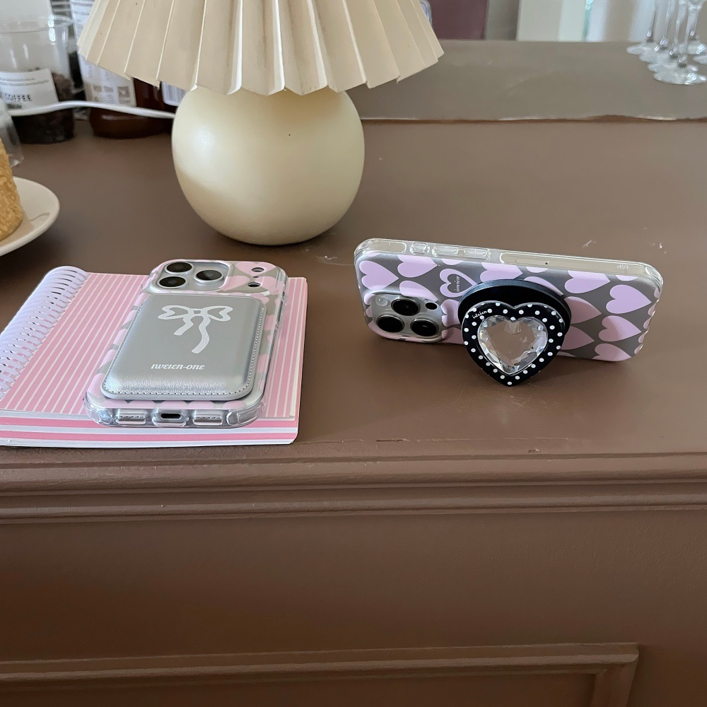 Full Screen Heart Magnetic Phone Case Compatible with iPhone 17/16 Card Holder Case iPhone 15/14 Pro Simple