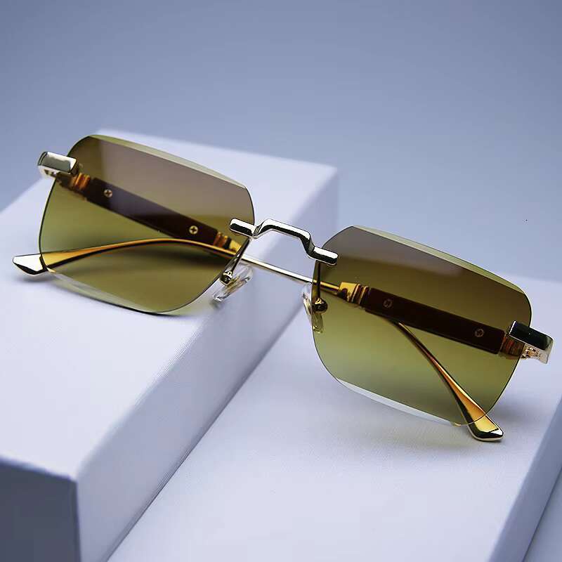 Factory Direct Supply Men's Anti Uv Frameless Fashionable Square Sunglasses Small Rectangle Unisex Shades Designer Sunglasses
