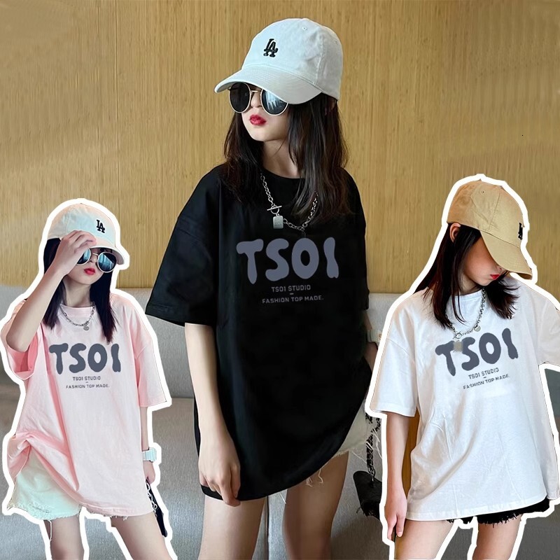 Ddmyshoesvip Pure Cotton Girls Short Sleeved Summer New Item Medium And Large Letter Printed Children S T Shirt Top Trend