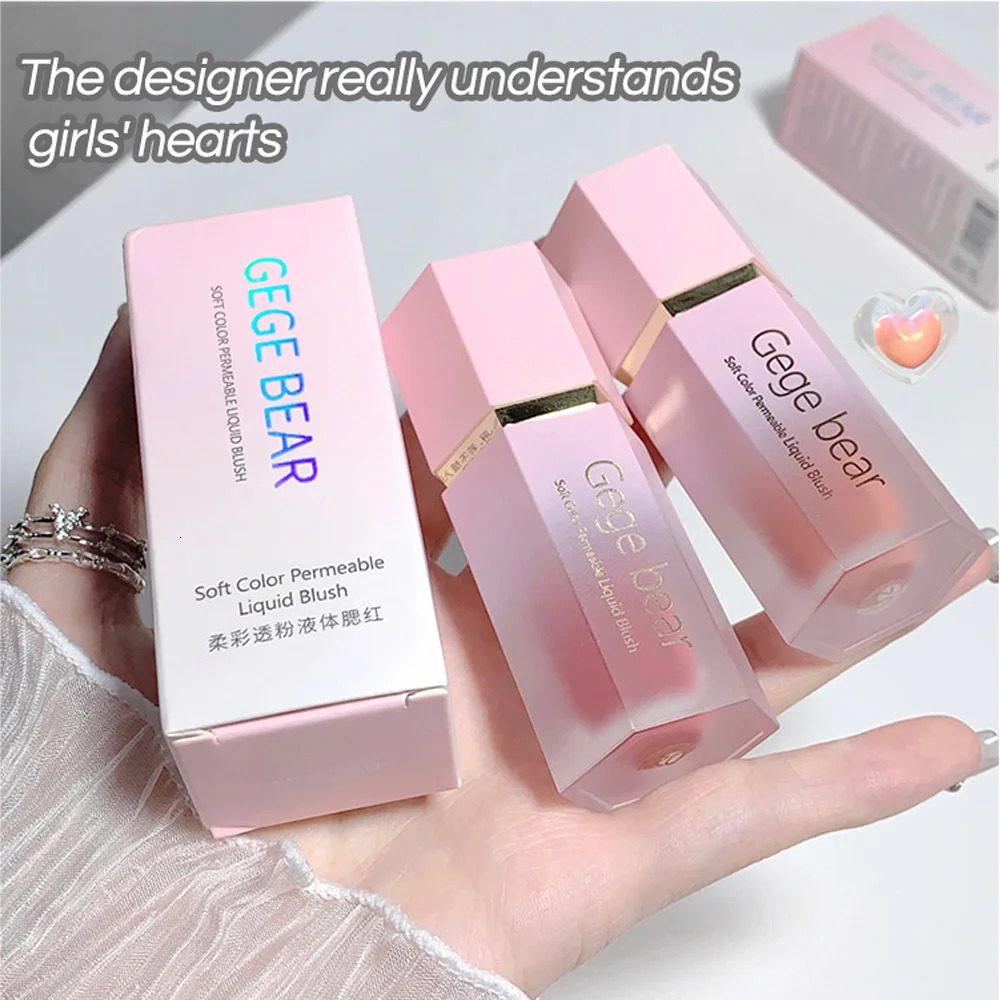 Gege Bear Liquid powder blusher Cream 6 Color Smooth Velvet Matte Pink Naturally Easy to Apply 250325