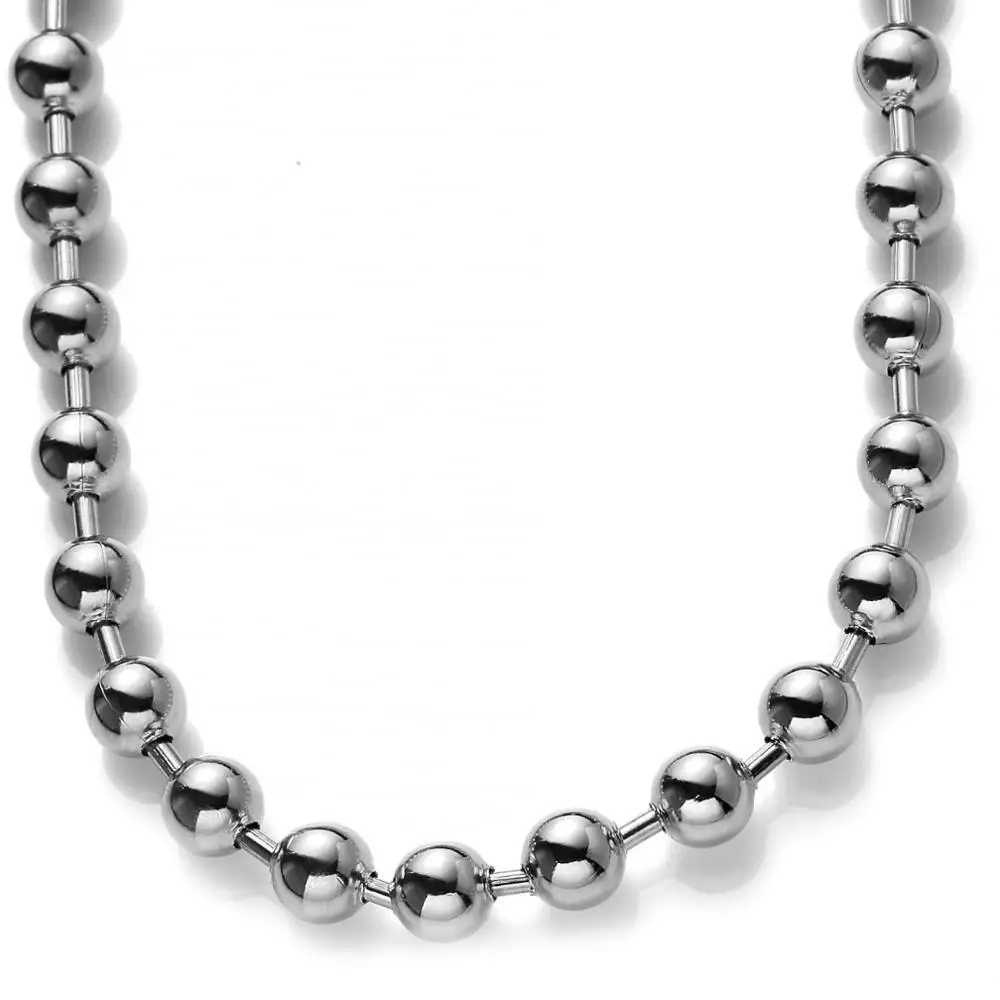 8mm/10mm/12mm Punk Cool Stainless Steel Ball Chain Necklace Choker Jewelry for Women or Men 7inch-40inchC250407