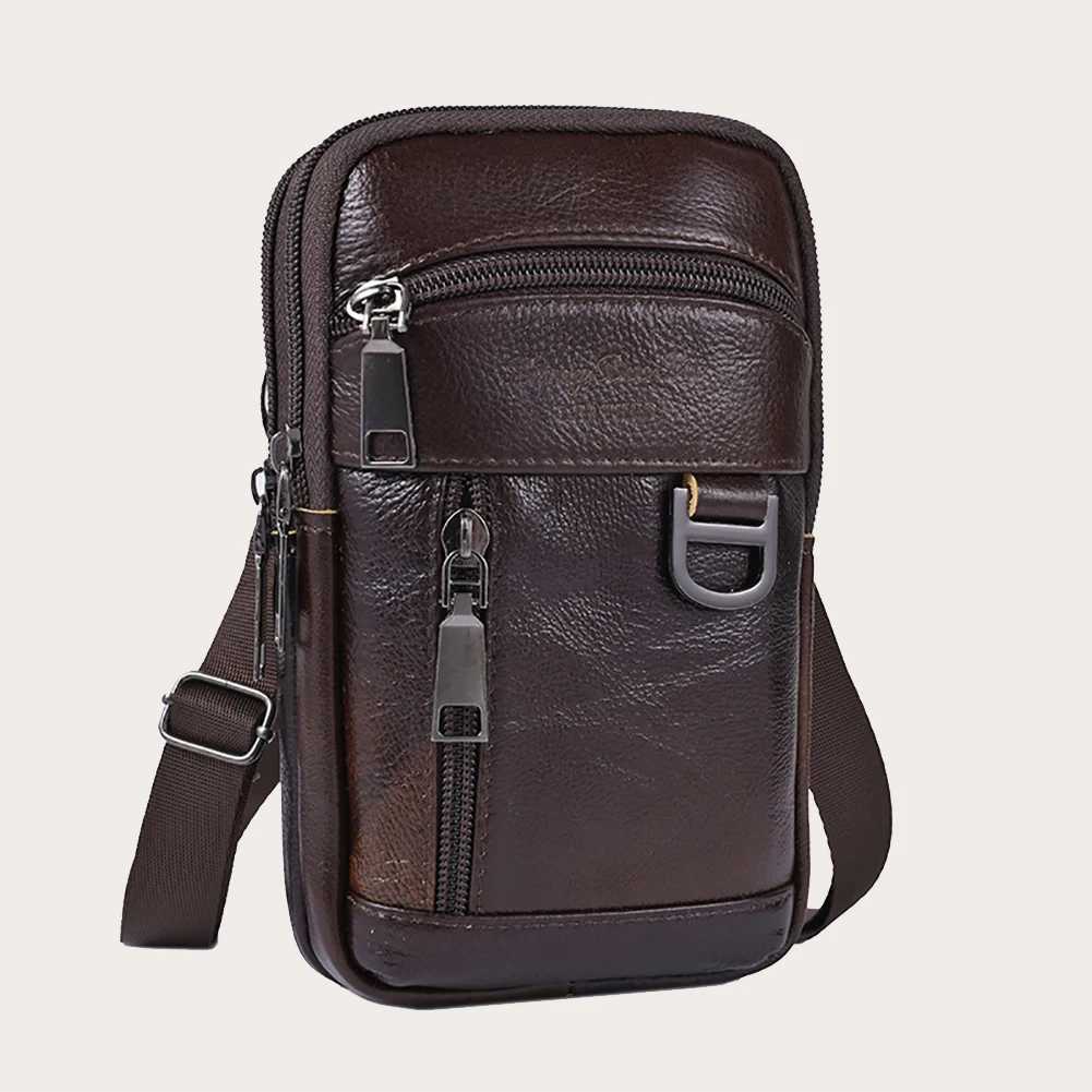 Mens FAshion Cross Bag Waterproof Leather Shoulder Bag Lightweight Waist Bag Mens Travel Outdoor Bag Z250407