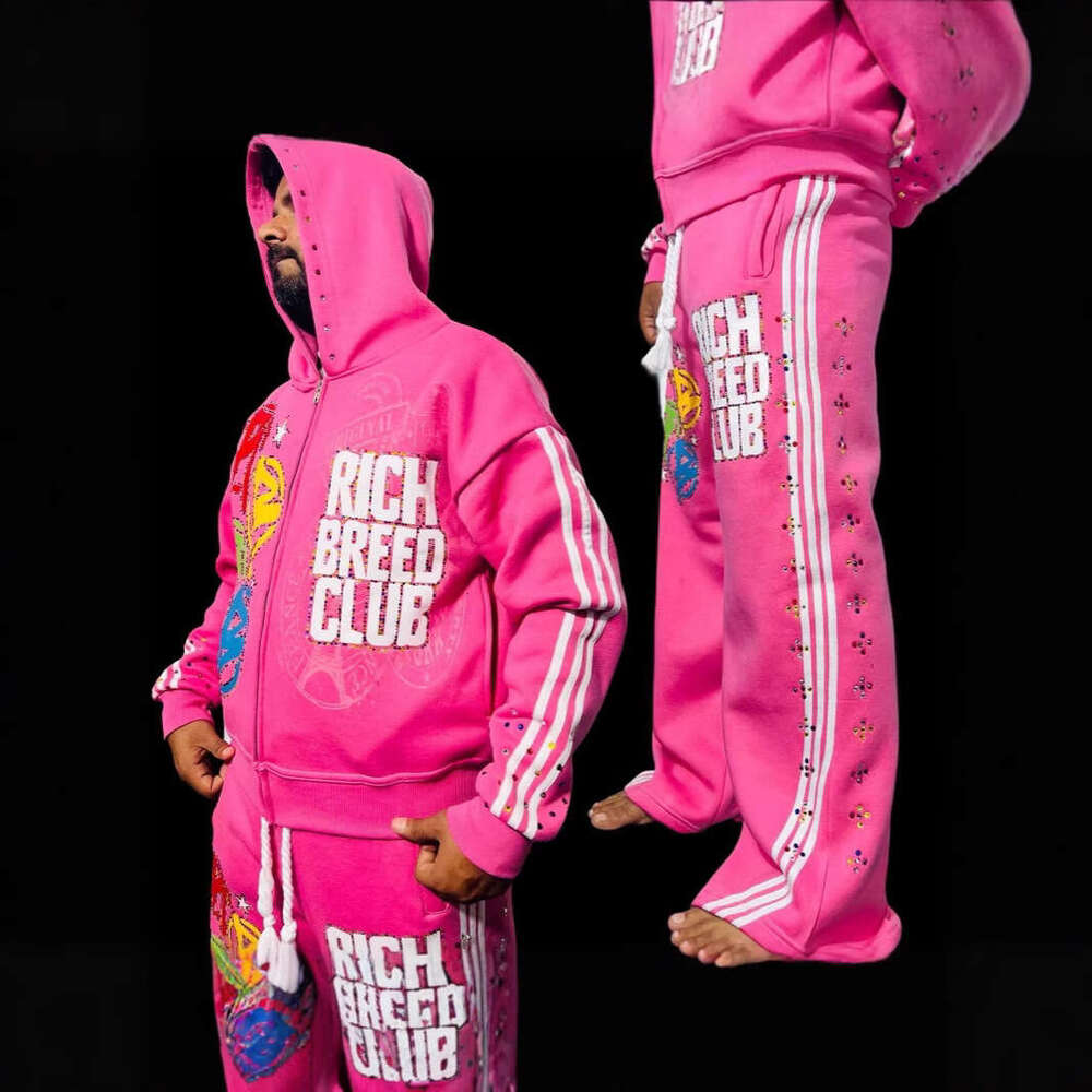 Oversized high street printed letters hip hop vintage hooded sweatshirt zipper cardigan jacket trendy