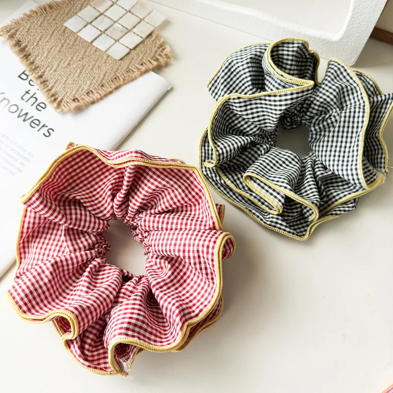 Super sized niche retro plain elastic silk mesh fashionable sweet ballet style silk mesh ruffled headpiece 250407