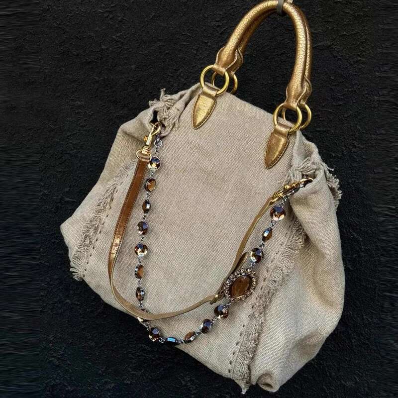 Tassel Bead Decoration Tote Bag For Women Designer Handbag Purse 2025 New In Fashion Personality Large Capacity Shoulder